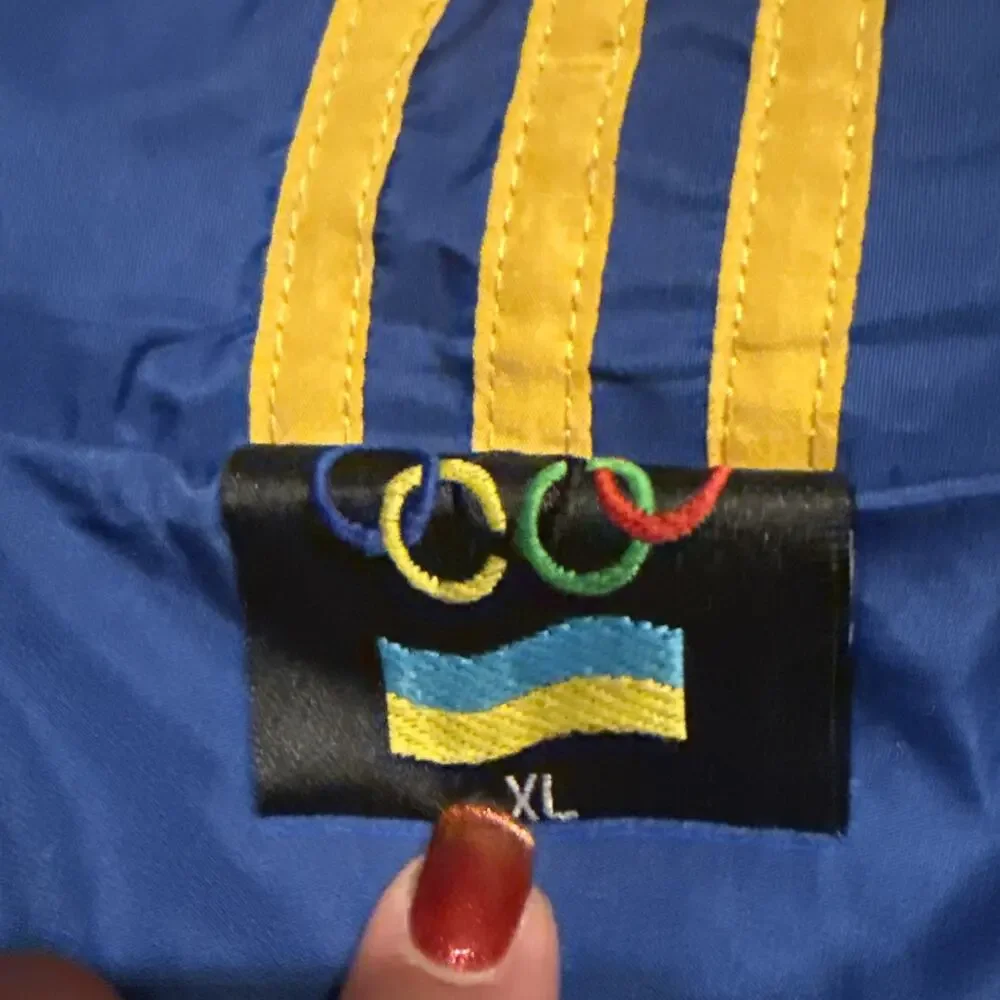 VTG Adidas Ukraine Olympics Blue Yellow Windbreaker Track Suit Size XLarge READ